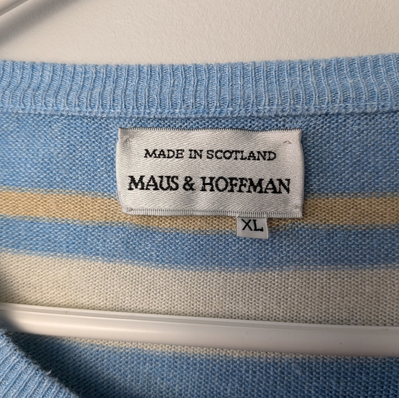 MAUS & HOFFMAN Vintage Men Stripes Crewneck Size XL 59% Cashmere 41% Cotton - Picture 3 of 9